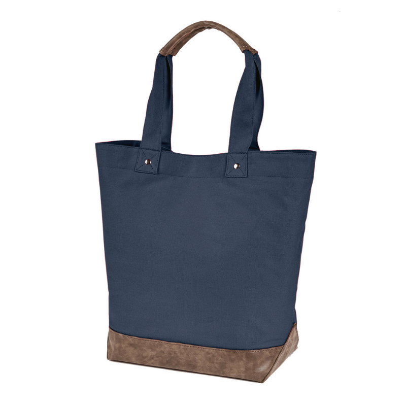 Authentic Pigment Canvas Tote (Navy/White Text) Main Image